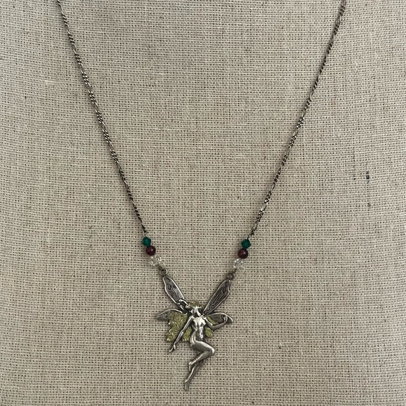 🆕Vintage Sterling Fairy Necklace & Earrings Set Czech Crystals 925 Handmade - Picture 8 of 11